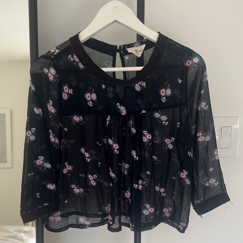 Isabel Marant Etoile size 1 Floral Sheer Black Blouse